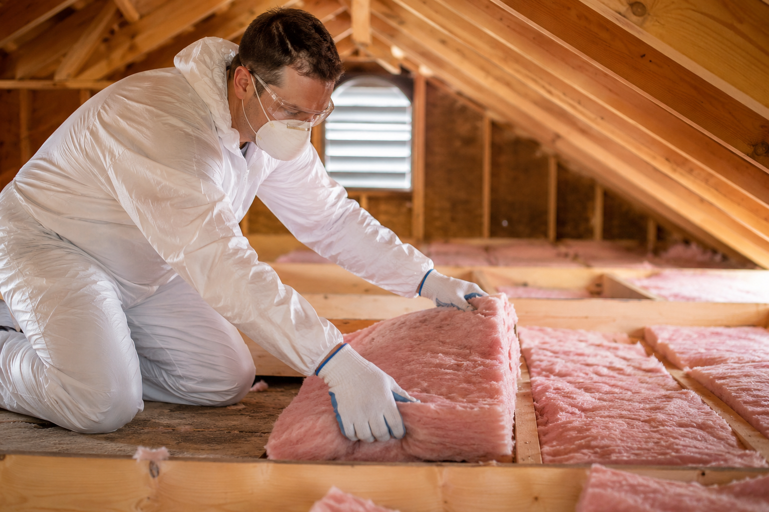 Attic insulation work